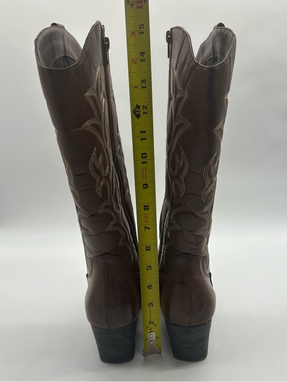 POP Barry Brown Western Tall Boots Embroidered Side Zip Cowboy Boots Women’s 9 - Picture 7 of 13